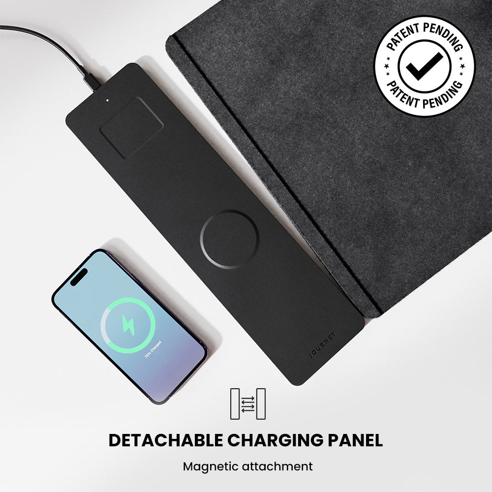 Wireless charging desk mat with detachable magnetic charging panel