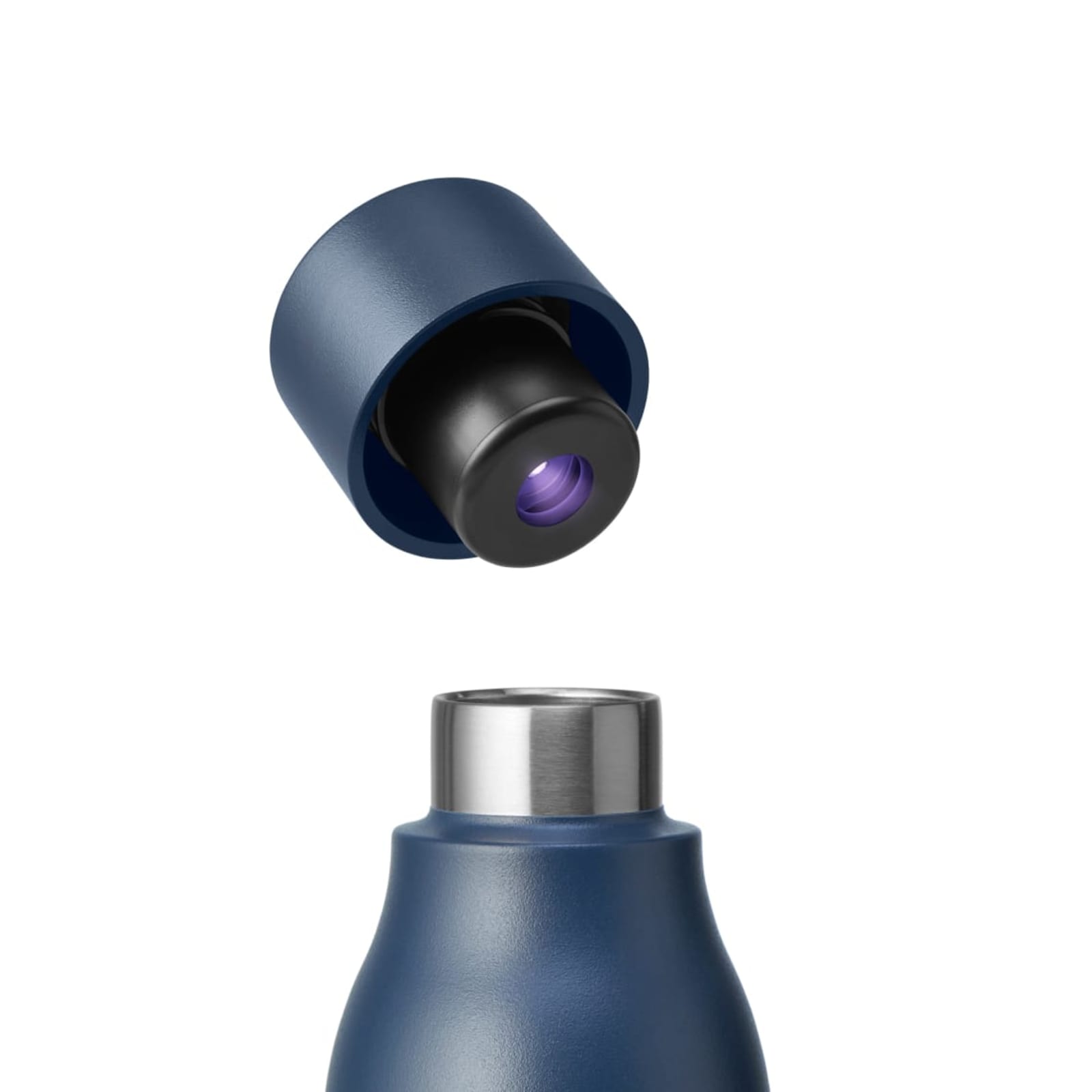 Smart insulated water bottle cap with UV light